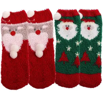2 Двойки Коледни Домашни Зимно-есенни Чорапи, Дебели Чорапи, Коледни Дебели чорапи за Сън
