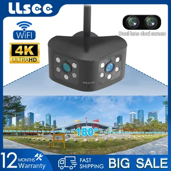 LLSEE двойна леща 4K 8MP 8X Zoom ВИДЕОНАБЛЮДЕНИЕ безжична WiFi външна водоустойчива камера за сигурност безжична сверхширокоугольная 180-линейна мярка