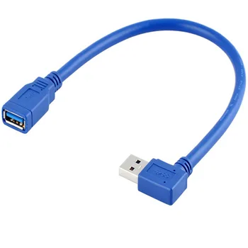 Удлинительный USB кабел с дължина 30 см на USB 3.0 в десния и в левия ъгъл от мъжа към жената USB 3.0